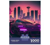 Jigsaw Puzzles for Adults 1000 Piece Synthwave Sports Car Puzzle for Adults Brain Teaser Game Presents for Women Fun Activities at Home 70x50cm/1000pcs