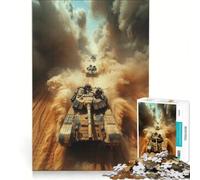 Jigsaw Puzzles for Adults 1000 Piece Tanks Battle in Desert Brain Teaser Game Stress Reliever Wishlist with Santa Claus 38x52cm