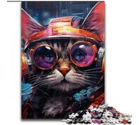 Jigsaw Puzzles for Adults 1000 Piece Techno Cat Puzzle Brain-Challenging DIY Decorative Game, Family Interactive Toy (size : 50x75cm)