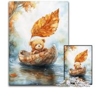 Jigsaw Puzzles for Adults 1000 Piece Teddy Bear Sailing Walnut Shell Boat Cardboard Jigsaw Puzzles Learning Educational Toys,is Ideal As Gifts for The Whole Family for Ages 14+ 26X38CM