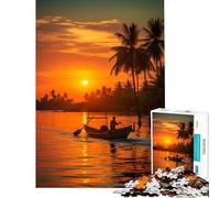 Jigsaw Puzzles for Adults 1000 Piece Thai Boat Glides for Educational Game Challenge Toy Relaxing Games Improve Memory Gifts Birthday (Size 38x52cm)