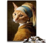 Jigsaw Puzzles for Adults 1000 Piece The Bad Cat with Pearls for And from 14 Years And over Hands-on Game Christmas Game Gifts 38x26cm