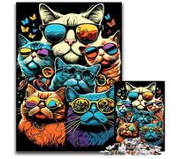 Jigsaw Puzzles for Adults 1000 Piece The Cats Wear Glasses Jigsaw Puzzles Ideal for Teenagers & Collectors, Travel Gift, Family Activity 26X38CM/10.23x14.96inch