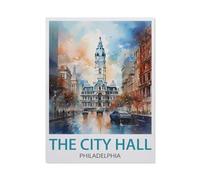 Jigsaw Puzzles for Adults 1000 Piece,The City Hall Philadelphia poster,Educational Games Brain Challenge Jigsaw Puzzles for Adult Kids(50x70cm)-BC86