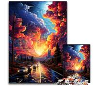 Jigsaw Puzzles for Adults 1000 Piece The Colorful Psychedelia of The City after The Rain Puzzles for Adults Perfect for Birthday Christmas 1000 PCS(75x50cm)