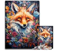 Jigsaw Puzzles for Adults 1000 Piece The Colorful Psychedelicism of Flower Fox Wooden Jigsaw Puzzles for Family And Friends Suitable for Ages 1000 PCS(75x50cm)
