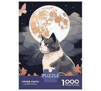 Jigsaw Puzzles for Adults 1000 Piece The Moon Night Cat JapanTh Adult Puzzles Anti-Stress Toys Improve Memory Challenging Game Gifts 52x38cm/1000pcs