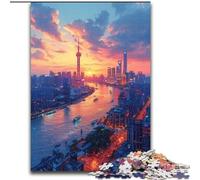 Jigsaw Puzzles for Adults 1000 Piece The Oriental Pearl Tower in Shanghai Puzzle Made of Wood,Perfect for Halloween, Christmas, Birthday Gift 1000pcs(50x75cm)