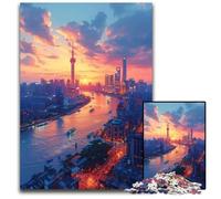 Jigsaw Puzzles for Adults, 1000 Piece The Oriental Pearl Tower in Shanghai Puzzles for Adults Colorful Home Decor & Interactive Family Game, 50x75CM/19.68x29.52inch