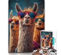 Jigsaw Puzzles for Adults 1000 Piece Three Alpacas Teenager Jigsaw,Family Game Stress Reliever Difficult Challenge Suitable for Couples 26x38cm