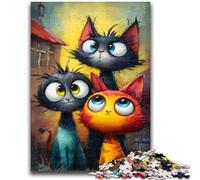 Jigsaw Puzzles for Adults 1000 Piece Three Cats Help The Brain Exercise Addictive Toys to Cultivate Patience Artists Collection, Fine Art 50x75cm