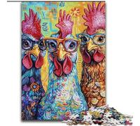 Jigsaw Puzzles for Adults 1000 Piece Three Chickens Jigsaw Puzzles Made of Wood DIY Home Decor Gift, Adult Brain Teaser size 50X75CM