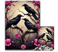 Jigsaw Puzzles for Adults 1000 Piece Three Ravens on A Rose Tree Difficult Puzzles for Adults Gift for Men And Women Daily Special Occasion 1000 PCS(75x50cm)