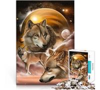 Jigsaw Puzzles for Adults 1000 Piece Three Wolf Under Jupiter Quizspiel Wanddekoration Einzigartige Geburtstags- und Weihnachtsgeschenke52x38cm