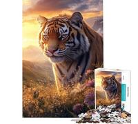 Jigsaw Puzzles for Adults 1000 Piece Tiger in Sunset Glow Adult Jigsaw Puzzles Family Activities Challenging To Complete for Is Ideal As A Gifts (Size 38x26cm)