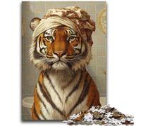 Jigsaw Puzzles for Adults 1000 Piece Tiger in The Bathroom Help The Brain Exercise Addictive Toys to Cultivate Patience Parent-child Interaction 50x75cm