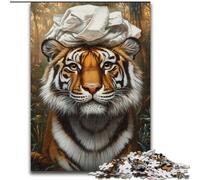Jigsaw Puzzles for Adults 1000 Piece Tiger Playing with Toilet Paper Jigsaw Puzzle Made of Wood, Ideal for Office, Bedroom, Living Room Decor size 50X75CM