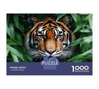 Jigsaw Puzzles for Adults 1000 Piece Tiger Portrait in Lush Green Foliage Puzzle for Adults Relaxing Games Hand Speed Race Fun Activities at Home 52x38cm/1000pcs