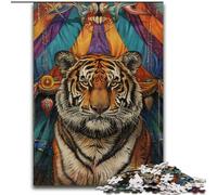 Jigsaw Puzzles for Adults 1000 Piece Tiger,Stress Reliever Staycation Kill Time with Matching Poster And Trivia Sheet 38x26cm