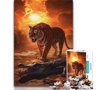 Jigsaw Puzzles for Adults 1000 Piece Tigers And Crocodiles Teenager Jigsaw,Family Game Stress Reliever Difficult Challenge Suitable for Couples 75x50cm