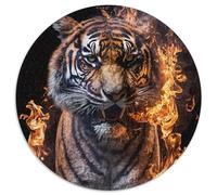 Jigsaw Puzzles for Adults, 1000 Piece Tigers of The Flame Round Paper Jigsaw Puzzles Gift for Men And Women,Daily & Special Occasion (Size 67.5x67.5cm)