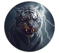 Jigsaw Puzzles for Adults 1000 Piece Tigers of The Midnight Storm Round Jigsaw Puzzles Interactive Family Game,DIY Home Decor,Challenging Brain Teaser Gift (67.5x67.5cm)