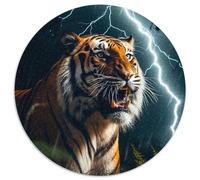 Jigsaw Puzzles for Adults 1000 Piece Tigers of The Midnight Storm Round Jigsaw Puzzles Interactive Family Game,DIY Home Decor,Challenging Brain Teaser Gift (67.5x67.5cm)