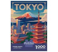 Jigsaw Puzzles for Adults 1000 Piece Tokyo Cityscape with Mount Fuji Adult Puzzles Brain Teaser Game Home Decoration Christmas Birthday Gifts 70x50cm/1000pcs