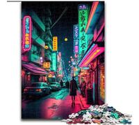 Jigsaw Puzzles for Adults 1000 Piece Tokyo Neon Made of Wood, for Teenagers & Teens, Ideal Birthday 50x75cm for Family Interactive Game
