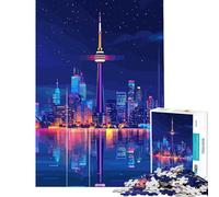 Jigsaw Puzzles for Adults 1000 Piece Toronto Skyline at Night Family Games Brain Intelligence Challenge Addictive Toys Great Gifts A Work of Art (Size 38x52cm)