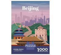 Jigsaw Puzzles for Adults 1000 Piece Travel to Beijing Adult Jigsaw Relax Games Difficult Challenge Fun Activities at Home 52x38cm/1000pcs