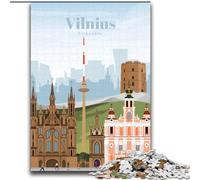 Jigsaw Puzzles for Adults 1000 Piece Travel to Vilnius,Learning Educational Toys Family Games Educational Game for Birthday,Chrismas 38x52cm