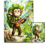 Jigsaw Puzzles for Adults 1000 Piece Traveling Monkey Wooden Jigsaw Puzzles Learning Educational Toys,is Ideal As Gifts for The Whole Family for Ages 14+ 50X75CM