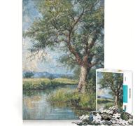 Jigsaw Puzzles for Adults 1000 Piece Tree by The River Brain Teaser Game Stress Reliever Wishlist with Santa Claus 38x26cm