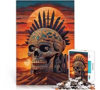 Jigsaw Puzzles for Adults 1000 Piece Tribal Sunset Skull Made of cardboard for age 14 years and over Toy Intellectual Game deal as gifts for the whole family 。size：26x38cm/10.24x14.96inch