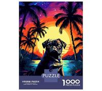 Jigsaw Puzzles for Adults 1000 Piece Tropical Pug Pixel Art Jigsaw for Adults Fun Games Wall Art Unique Birthday And Xmas Gifts 70x50cm/1000pcs