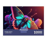Jigsaw Puzzles for Adults 1000 Piece Tropics Butterfly Neon Jigsaw for Adults Fun Games Wall Art Unique Birthday And Xmas Gifts 38x26cm/1000pcs