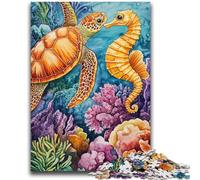 Jigsaw Puzzles for Adults 1000 Piece Turtle And Seahorse Puzzles for Adults,Game Toys Every Piece Is Unique - Challenging Family Fun Game (38x26cm)