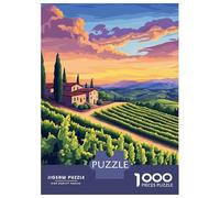 Jigsaw Puzzles for Adults 1000 Piece Tuscan Vineyard Landscape at Sunset Jigsaw Puzzle Fun Games Birthday Present Unique Birthday And Xmas Gifts 70x50cm/1000pcs