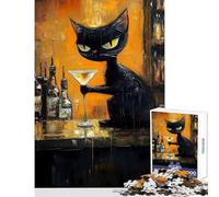 Jigsaw Puzzles for Adults 1000 Piece Tuxedo Cat Drinking A Martini Jigsaw Puzzles 1000 Relaxing Games Birthday Gifts Perfect Decoration (38x52cm)