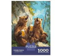 Jigsaw Puzzles for Adults 1000 Piece Two Bears Drinking Beer Puzzles for Adults Relaxing Games A Work of Art Fun Activities at Home 38x26cm/1000pcs