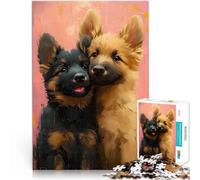 Jigsaw Puzzles for Adults 1000 Piece Two German Shepherd Puppies Quizspiel Wanddekoration Einzigartige Geburtstags- und Weihnachtsgeschenke38x26cm
