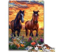 Jigsaw Puzzles for Adults 1000 Piece Two Horses Challenging Game Toys Deal As Gifts for The Whole Family for Ages 14+ 38x26cm