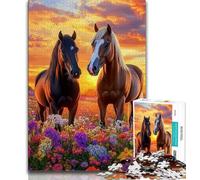 Jigsaw Puzzles for Adults 1000 Piece Two Horses,Family Game Stress Reliever Difficult Challenge Enhance Love between Couples 75x50cm