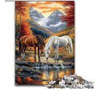 Jigsaw Puzzles for Adults, 1000 Piece Two Horses Puzzle for Home Decor, Ideal Christmas & New Year Gift for Teenagers 50X75CM