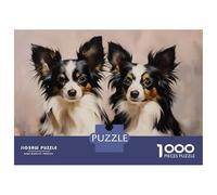Jigsaw Puzzles for Adults 1000 Piece Two Papillon Dogs Portrait Jigsaw for Adults Fun Games Wall Art Unique Birthday And Xmas Gifts 52x38cm/1000pcs