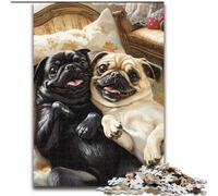 Jigsaw Puzzles for Adults 1000 Piece Two Pugs Learning Educational Toy for Is Ideal As A Gift for The Whole Family 26x38cm