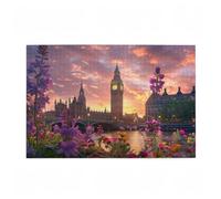 Jigsaw Puzzles for Adults 1000 Piece U.K. Large Puzzle Flower, Difficult Challenging Family Games for The Whole for Women, Wooden Jigsaws with Gift Box Packaging, Home Room Decor 75x50cm D-238