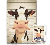 Jigsaw Puzzles for Adults 1000 Piece Udderly Guilty - A Cow's Mugshot Unique Challenge Game Home Art Decor Gift For Birthdays Size 38x52cm