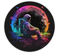 Jigsaw Puzzles for Adults 1000 Piece Universe Planet Astronaut Round Paper Jigsaw Family Interaction & Fun Gift,Vibrant Abstract Design 67.5x67.5 cm